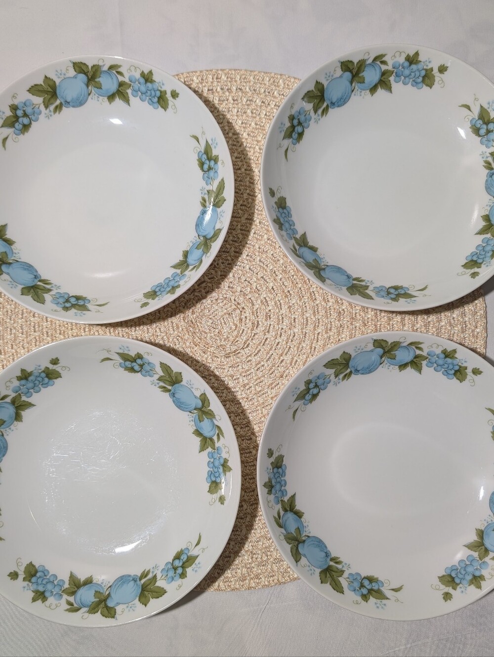 Noritake Cook 'n Serve "Blue Orchard" (Pattern 6695) Vintage Cereal / Soup Bowls